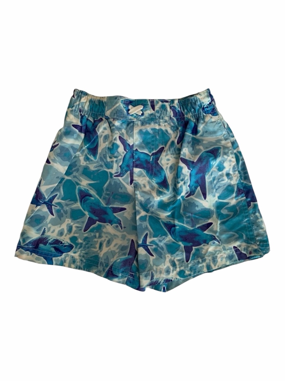 Circo Swim Trunks Bathing Suit Boy Size 3T Blue White Sharks Inner Liner Pull Up